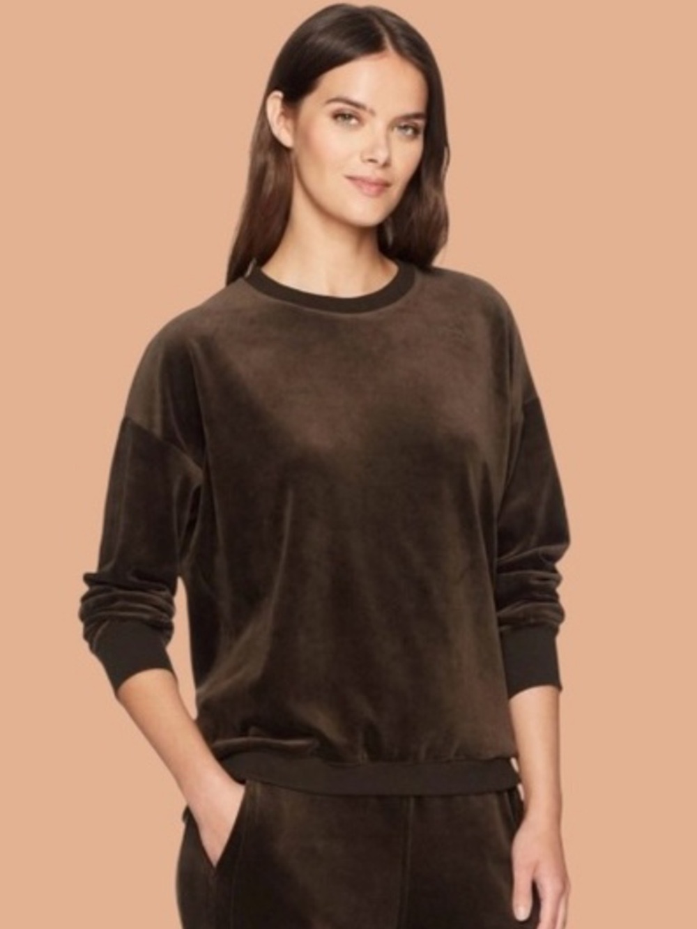 Vince Velour Dark Brown Crewneck Sweatshirt